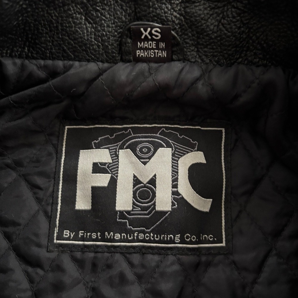 FMC Studded Leather Motorcycle Jacket Womens size XS Eagle Live Free Ride Free - Picture 7 of 7